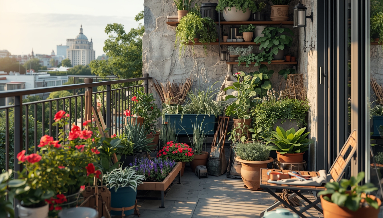 Balcony garden arrangement and maintenance